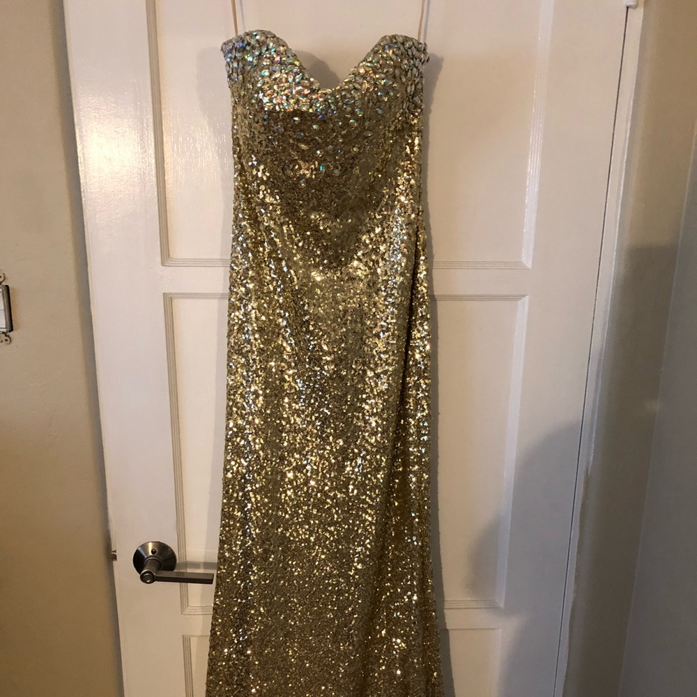 La Femme gold sequin dress
